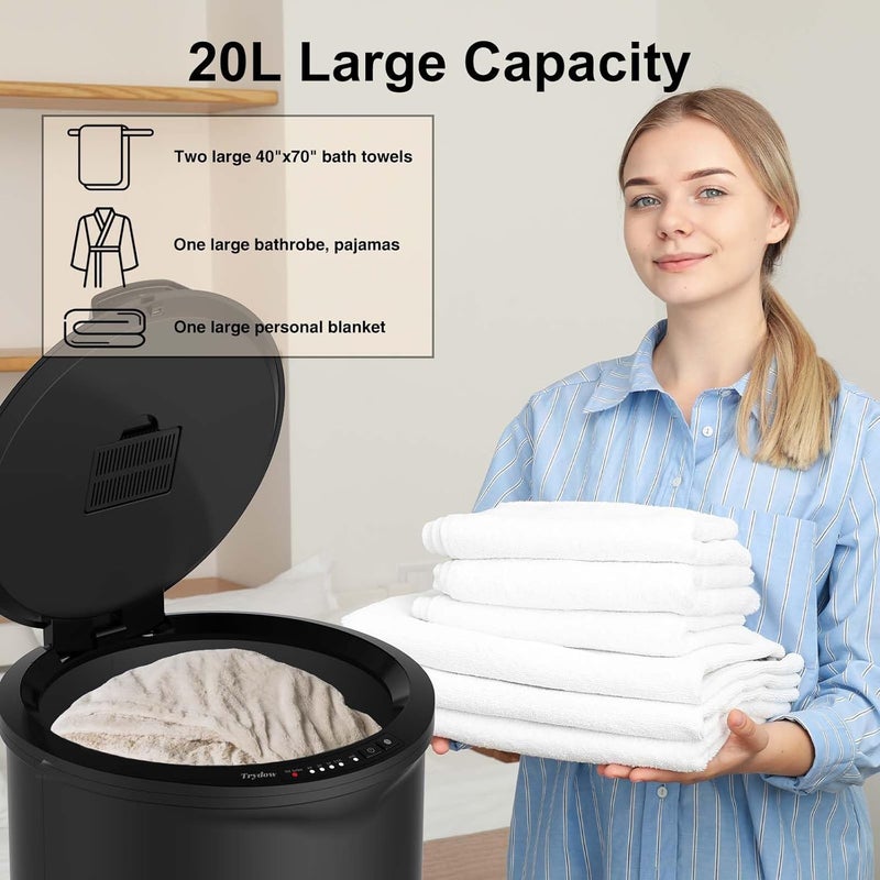 Trydow Ultra Large Capacity Towel Warmer Bucket, Rapid Heating with Timer, One-Button Control, Safety Lock, Perfect for Home and Spa, Black - Image 4